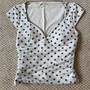 Abercrombie & Fitch Black and White Polka Dot Top
